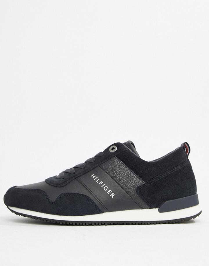 Tommy Hilfiger Suede Mix Sneaker In Navy - Navy