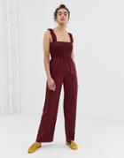 Emory Park Ruched Top Jumpsuit In Check-red