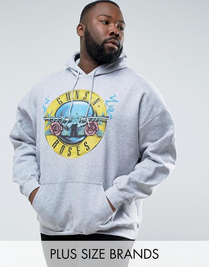 Guns N Roses Plus Hoodie In Gray - Gray