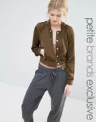 One Day Petite Super Crop Bomber Jacket - Pale Khaki