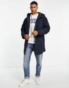 Farah Melville Parka Jacket In Navy