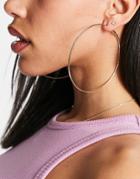 Topshop Oversized Fine Hoop Earrings In Silver-gold