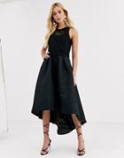 Chi Chi London High Low Satin Dress In Black