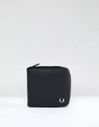 Fred Perry Saffiano Zip Around Wallet In Black - Black