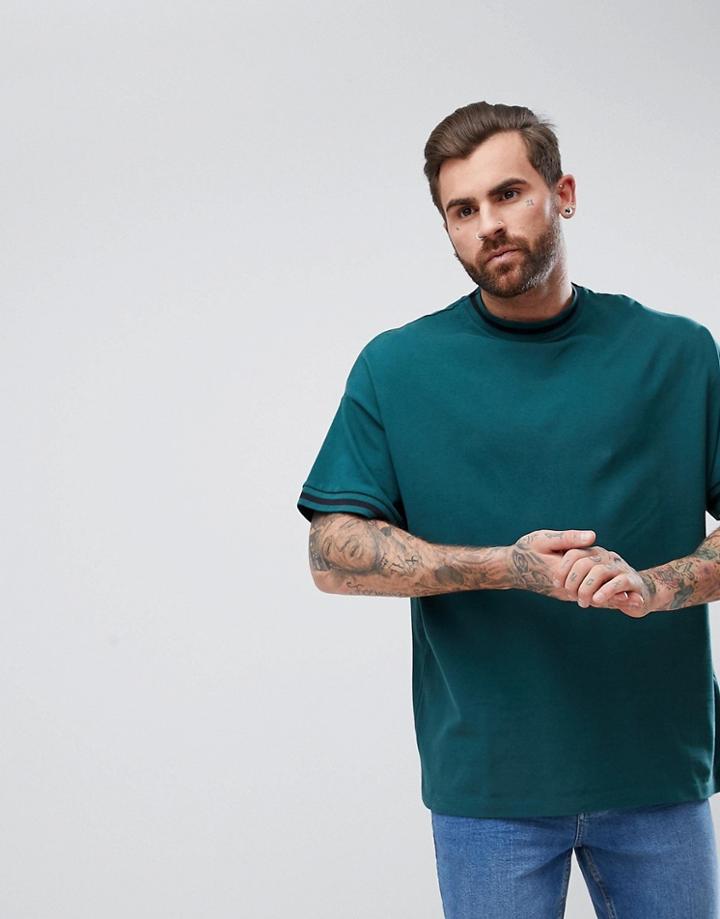 Asos Oversized T-shirt With Contrast Tipping In Pique - Multi
