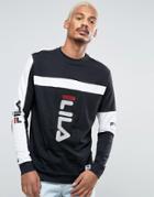 Fila Black Long Sleeve T-shirt With Panel Logo - Black