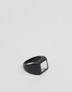 Asos Signet Ring In Black With Marble Look Stone - Black