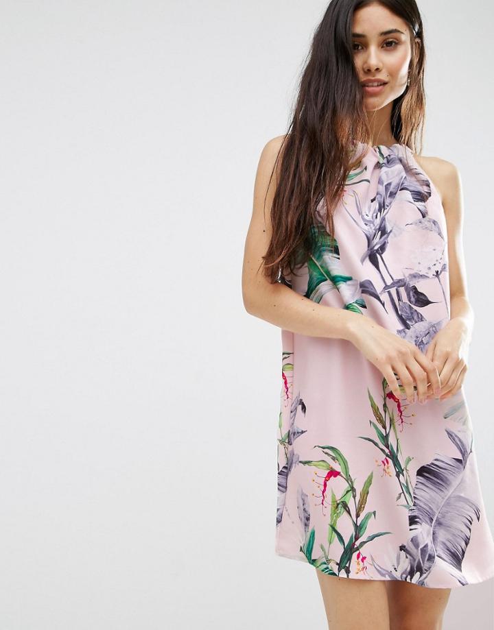 Oh My Love Swing Dress With Buckle Neck Strap - Multi