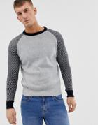 Ringspun Waffle Raglan Textured Sweater - Black