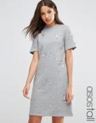Asos Tall Sweat Dress With Embellishment - Gray