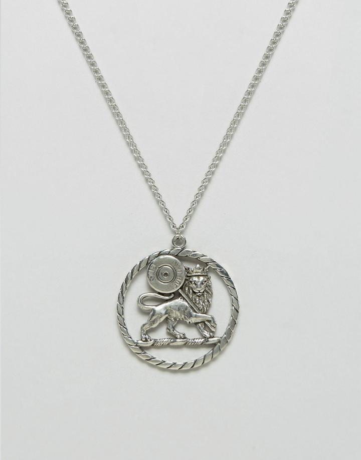 Lovebullets Lion Bullet Medal Necklace - Silver