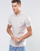 Asos Skinny Fit Oxford Shirt In Stone With Logo - Stone