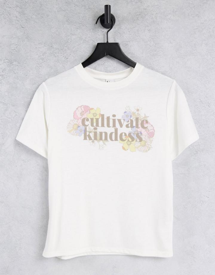 Violet Romance Graphic Print T-shirt In White