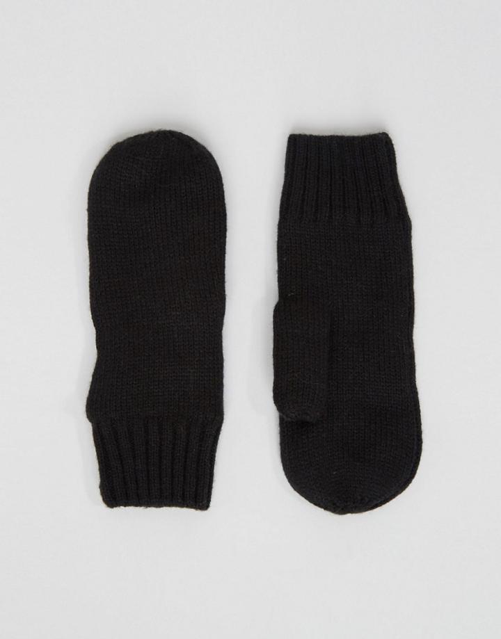 Monki Knitted Mittens - Black