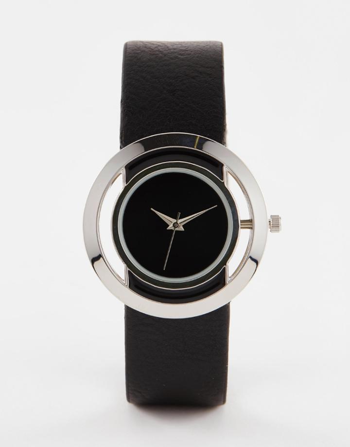 Asos Open Circle Black Dial Watch - Black