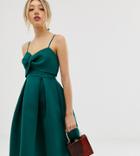 Asos Design Petite Cami Bow Crop Top Prom Midi Dress-green