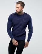G-star Affni Hybrid Cable Knit Sweater - Blue