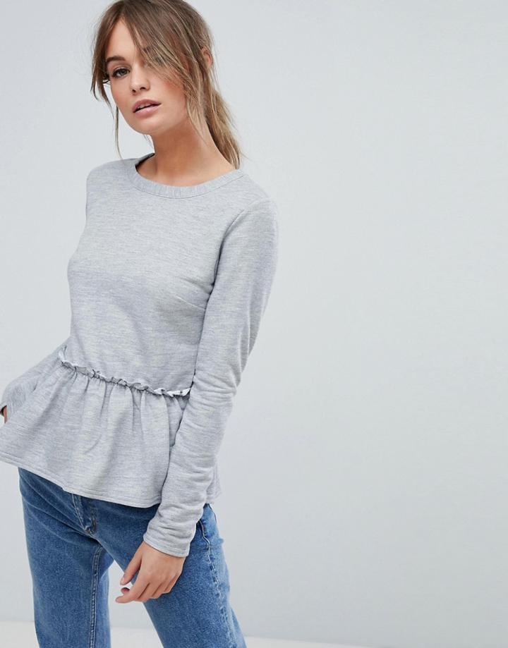 Boohoo Peplum Hem Top - Gray