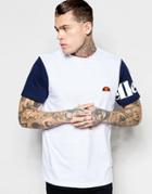 Ellesse T-shirt With Small Logo And Contrast Sleeve - White