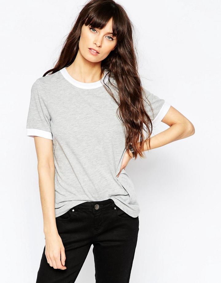Asos Tipped T-shirt - Gray