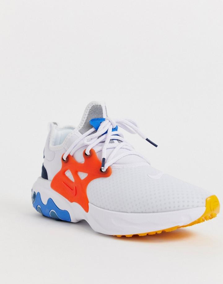 Nike React Presto Sneakers In White Red And Blue Av2605-100