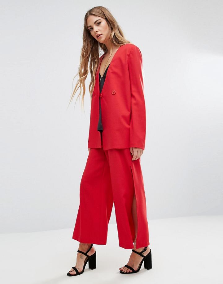 Fashion Union Wide Leg Pant Co-ord - Red