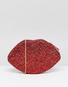 Lulu Guinness Red Glitter Lips Cross Body Bag - Red