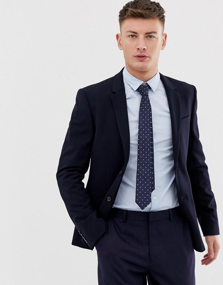 River Island Super Skinny Blazer In Navy