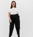 Asos Design Curve Belted Peg Pants With Tortoiseshell Buckle - Black