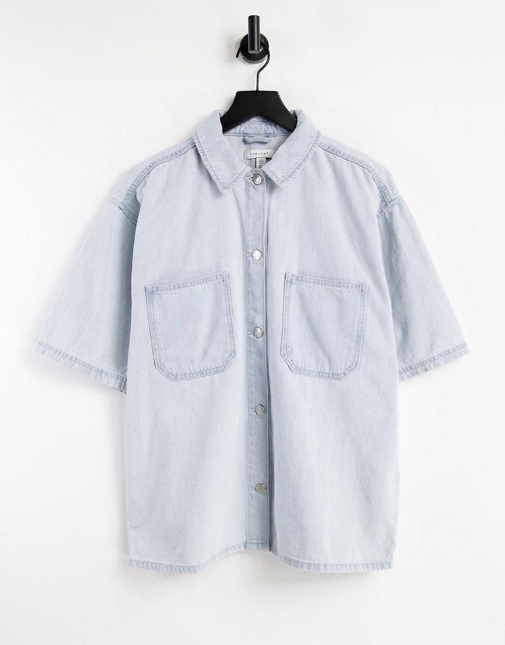 Topshop Lightweight Shirt In Bleach-blues