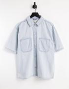 Topshop Lightweight Shirt In Bleach-blues