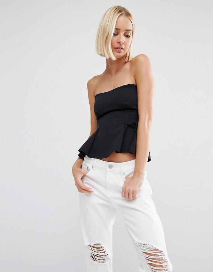 Daisy Street Strapless Peplum Top - Black