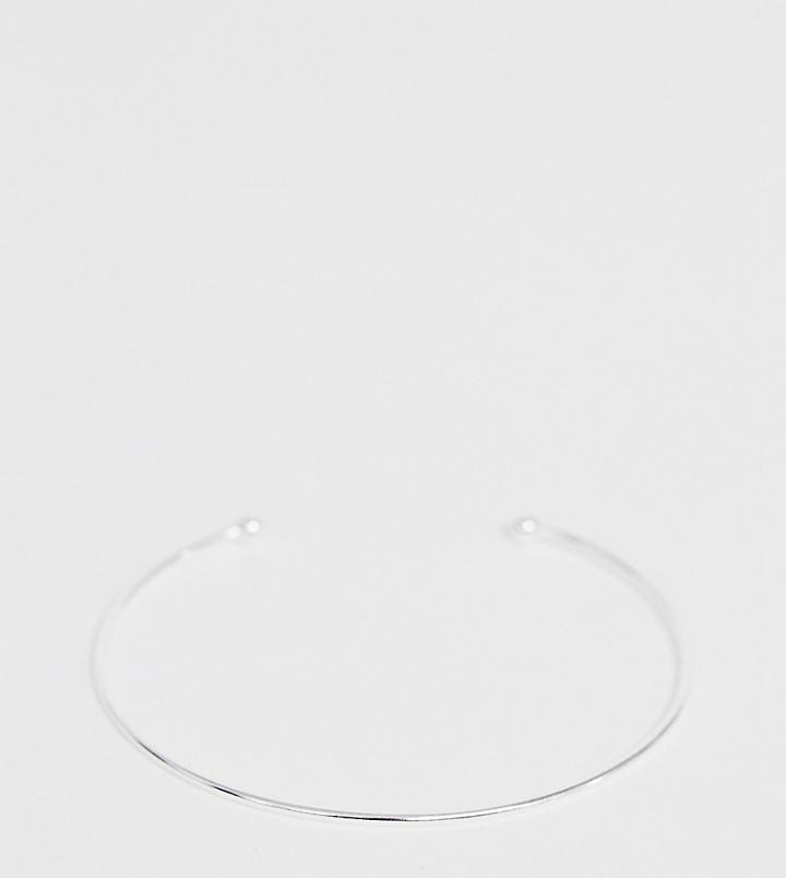 Asos Design Curve Sterling Silver Cuff Bracelet With Fine Ball Detail - Silver