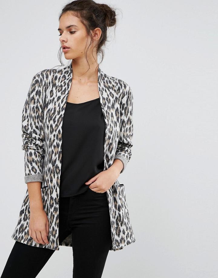 Pimkie Leopard Print Longline Cardigan - Multi