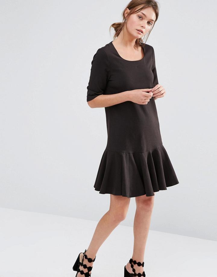 See U Soon Dress With Pep Hem - Black