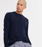 Asos Design Tall Lambswool Sweater In Charcoal-navy