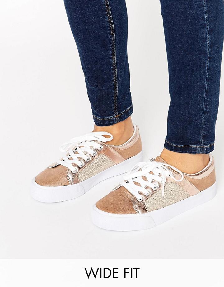 Asos Dani Wide Fit Mesh Sneakers - Beige