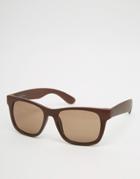 Black Phoenix Square Sunglasses In Wood - Brown
