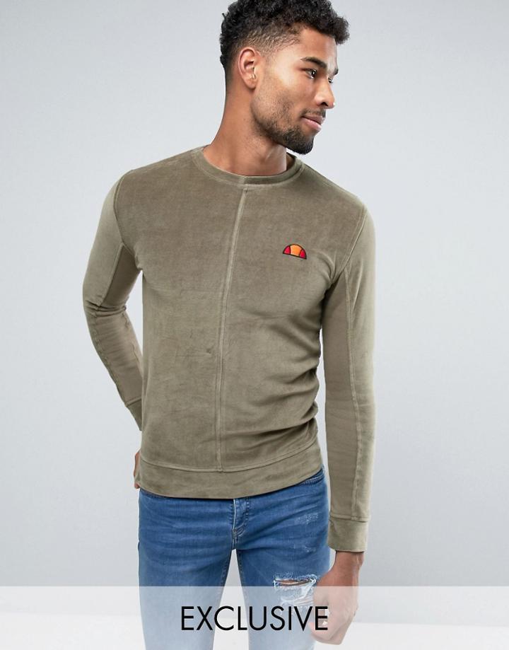 Ellesse Velour Sweatshirt With Small Logo - Green