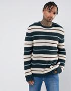 Asos Textured Striped Sweater In Blue - Blue