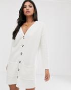Asos Design Oversized Super Soft Button Through Dress - White