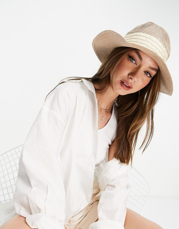 French Connection Pattern Weave Sun Hat In Natural-neutral