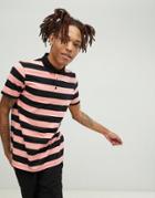 Asos Design Polo With Pink And Black Stripe - Multi