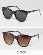 Asos 2 Pack Cat Eye Sunglasses - Multi