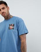 Boohooman Oversized T-shirt With Scared Rose Print In Blue - Blue