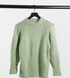 Asos Design Petite Oversized Sweater In Brushed Knit In Sage-grey
