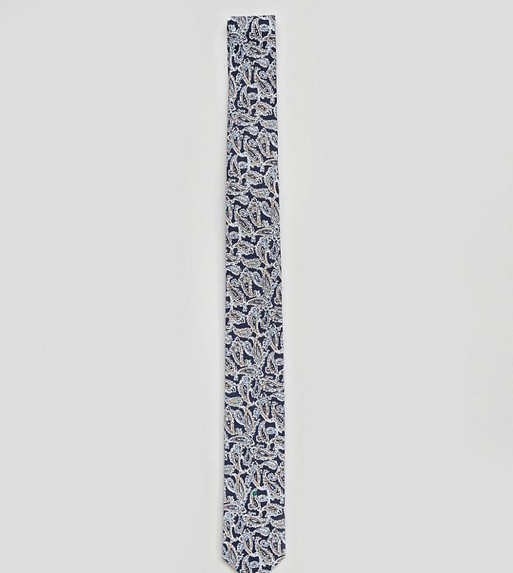 Heart & Dagger Paisley Print Blade Tie - Navy