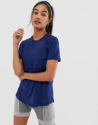 Asos 4505 Soft Touch T-shirt With Dolphin Hem - Navy