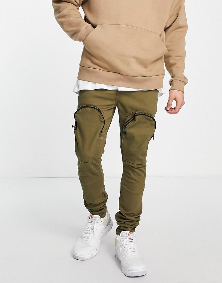 Sixth June Front Pocket Denim Jeans In Khaki-green