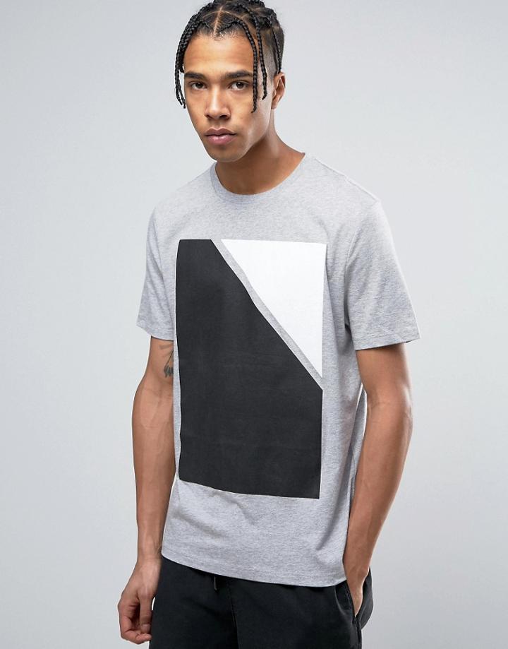 Asos Relaxed T-shirt With Block Print - Gray